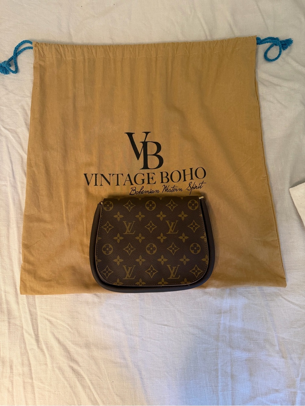 The Odyssey - Vintage BOHO Monogram Crossbody Bag in Brown - Picture 2 of 10